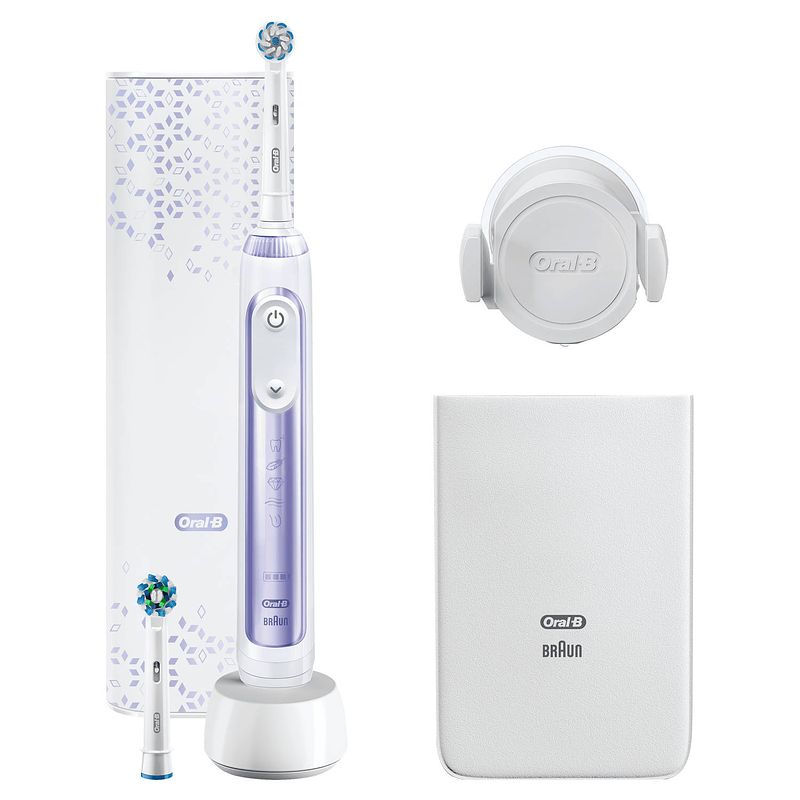 Foto van Oral-b genius 10200w elektrische tandenborstel paars powered by braun