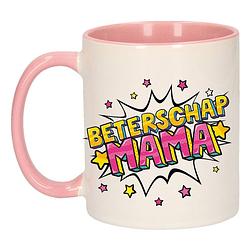 Foto van Beterschap mama cadeau mok / beker wit en roze 300 ml - feest mokken