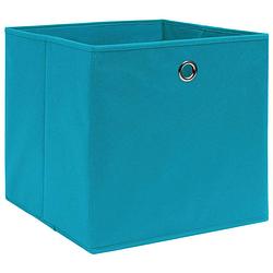 Foto van The living store inklapbare opbergboxen - 32x32x32 cm - nonwoven stof - babyblauw - set van 1