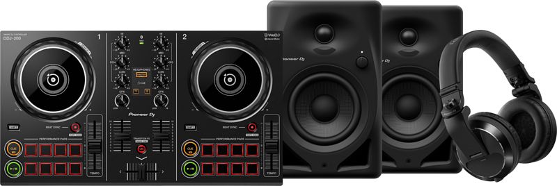 Foto van Pioneer dj ddj-200 + pioneer dj hdj-x7 zwart + pioneer dj dm-40d zwart