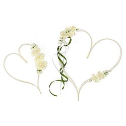 Foto van Partydeco trouwauto decoratie bloemen harten - bruiloft - creme wit - 2x - 19-30 cm - feestdecoratievoorwerp