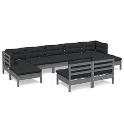 Foto van Vidaxl 9-delige loungeset met kussens grenenhout grijs