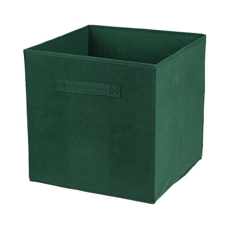 Foto van Urban living opbergmand/kastmand square box - karton/kunststof - 29 liter - donkergroen - 31 x 31 x 31 cm - opbergmanden