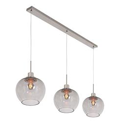 Foto van Moderne hanglamp - steinhauer - glas - modern - retro - e27 - l: 132cm - voor binnen - woonkamer - eetkamer - zilver