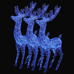 Foto van Vidaxl kerstdecoratie rendier xxl 3 st 250 led'ss blauw 180 cm acryl