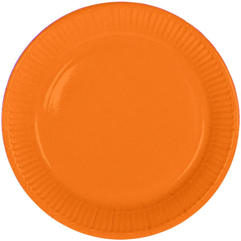 Foto van 8x stuks party gebak/eet bordjes van papier oranje 23 cm - feestbordjes