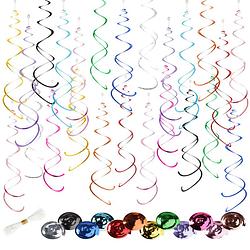 Foto van Fissaly® 72 stuks dwarrelende slingers - verjaardag versiering - feest decoratie - 12 verschillende kleuren