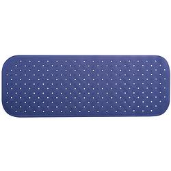 Foto van Msv douche/bad anti-slip mat badkamer - rubber - blauw - 36 x 97 cm - badmatjes