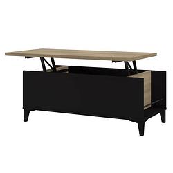 Foto van Salontafel met liftblad - eiken en zwart decor - l 100 x d 50/72 x h 42/55 cm