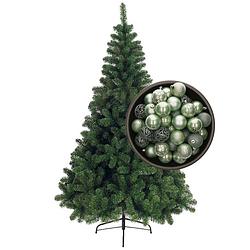 Foto van Bellatio decorations kunst kerstboom 150 cm met kerstballen mintgroen - kunstkerstboom