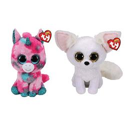 Foto van Ty - knuffel - beanie buddy - gumball unicorn & phoenix fox