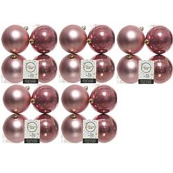Foto van 20x kunststof kerstballen glanzend/mat oud roze 10 cm kerstboom versiering/decoratie - kerstbal