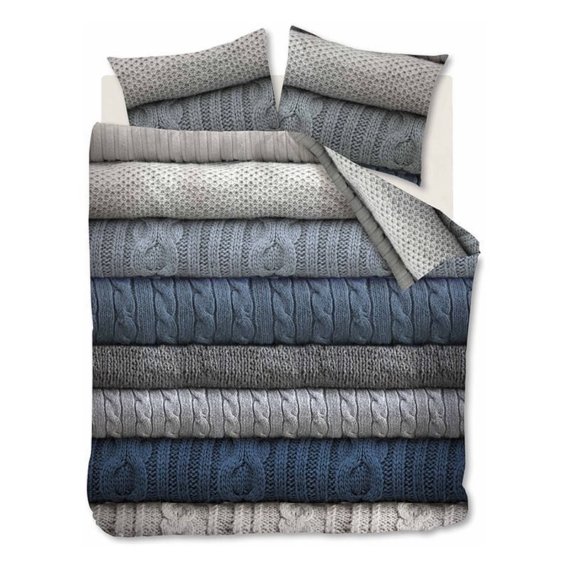 Foto van Beddinghouse benwick flanel dekbedovertrek - lits-jumeaux (240x200/220 cm + 2 slopen) - flanel - bluegrey