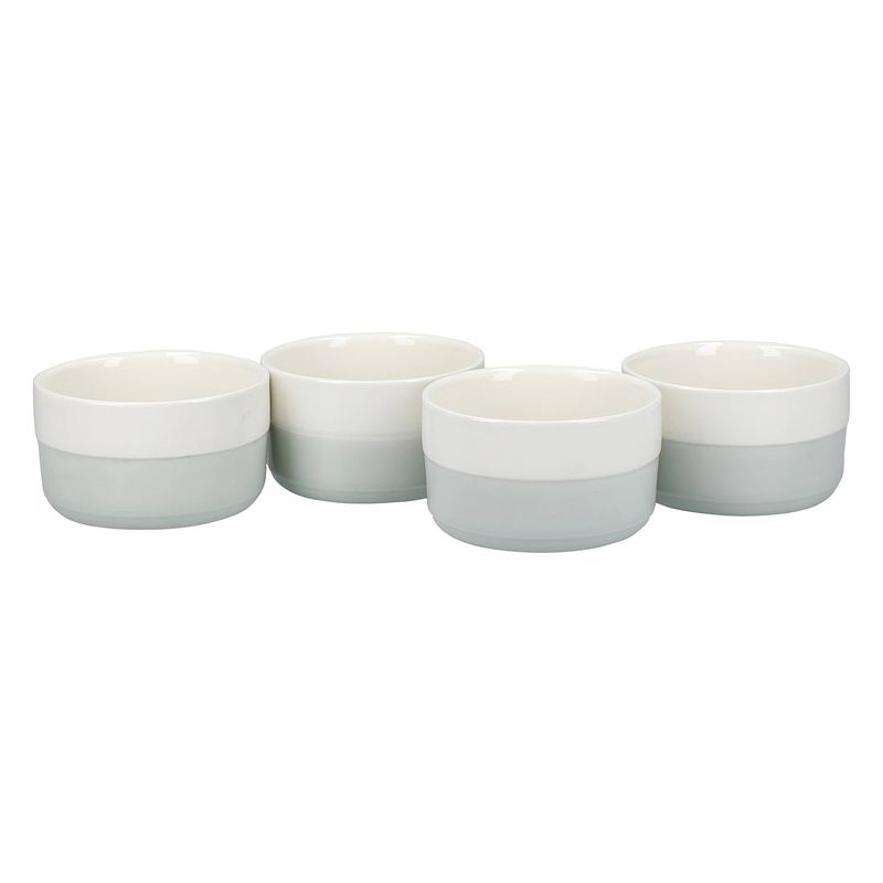 Foto van Kitchencraft ovenschaaltjes 9 cm kermaiek wit/grijs 4 stuks