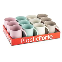 Foto van Forte plastics 12x gekleurde drinkbekers/mokken - kunststof - 350 ml - onbreekbaar - drinkbekers