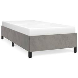 Foto van The living store bedframe lichtgrijs stof - 203 x 93 x 35 cm - ondersteunende poten - multiplex lattenbodem