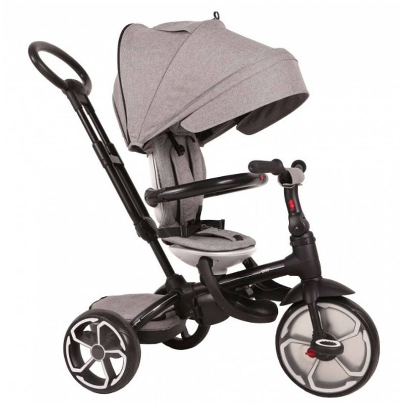 Foto van Qplay driewieler kind prime 4-in-1 driewieler 8 inch junior grijs/zwart