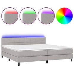 Foto van The living store boxspring led - 203 x 200 cm - lichtgrijs - pocketvering matras - huidvriendelijk topmatras