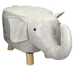 Foto van Womo-design dierenkruk olifant bruin, 65x35x30 cm, gemaakt van imitatieleer