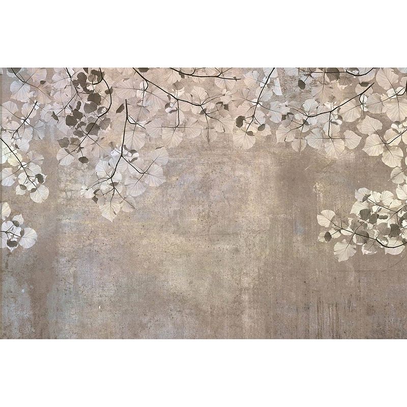 Foto van Dimex beige leaves abstract fotobehang 375x250cm 5-banen