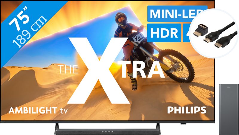 Foto van Philips the xtra 75pml9009 - qd miniled (2024) + soundbar + hdmi kabel