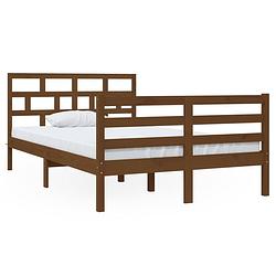 Foto van The living store houten bedframe - 195.5 x 126 x 100 cm - honingbruin - geschikt voor matras 120 x 190 cm