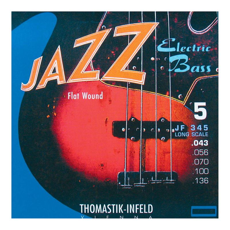 Foto van Thomastik-infeld jf345 jazz flat wound long scale 5-snarig