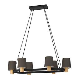 Foto van Eglo edale hanglamp - e27 - 108 cm - zwart/bruin/cappuccino