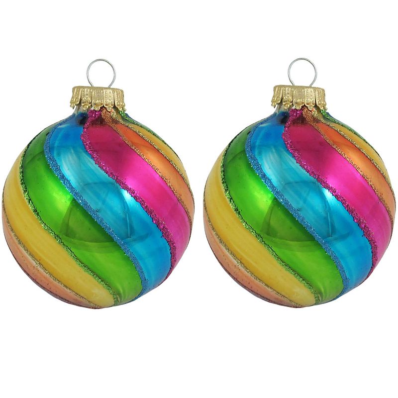 Foto van 8x luxe gekleurde glazen kerstballen 7 cm kerstboomversiering - kerstbal