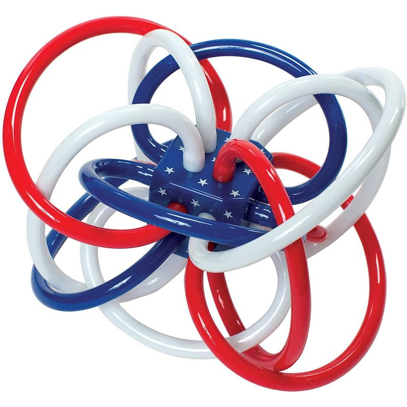 Foto van Manhattan toy bijtring junior 8,9 cm siliconen rood/wit/blauw
