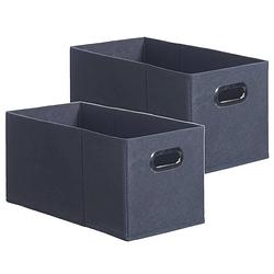 Foto van Set van 2x stuks opbergmand/kastmand 7 liter donkergrijs linnen 31 x 15 x 15 cm - opbergmanden