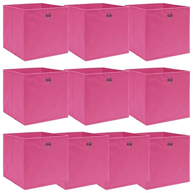 Foto van Vidaxl opbergboxen 10 st 32x32x32 cm stof roze