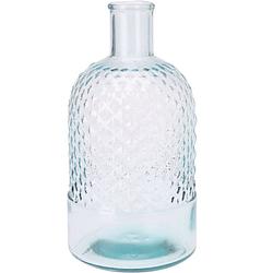 Foto van H&s collection fles bloemenvaas salerno - gerecycled glas - transparant - d12 x h23 cm - vazen