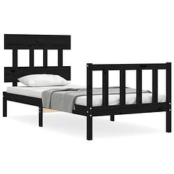 Foto van The living store bedframe - massief grenenhout - 195.5 x 95.5 x 81 cm - zwart