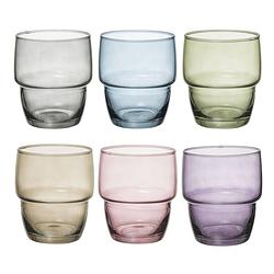 Foto van 4goodz tumbler set 6 gekleurde waterglazen inhoud 28 cl