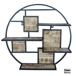 Foto van Benoa cameron iron & wooden round wall rack 100