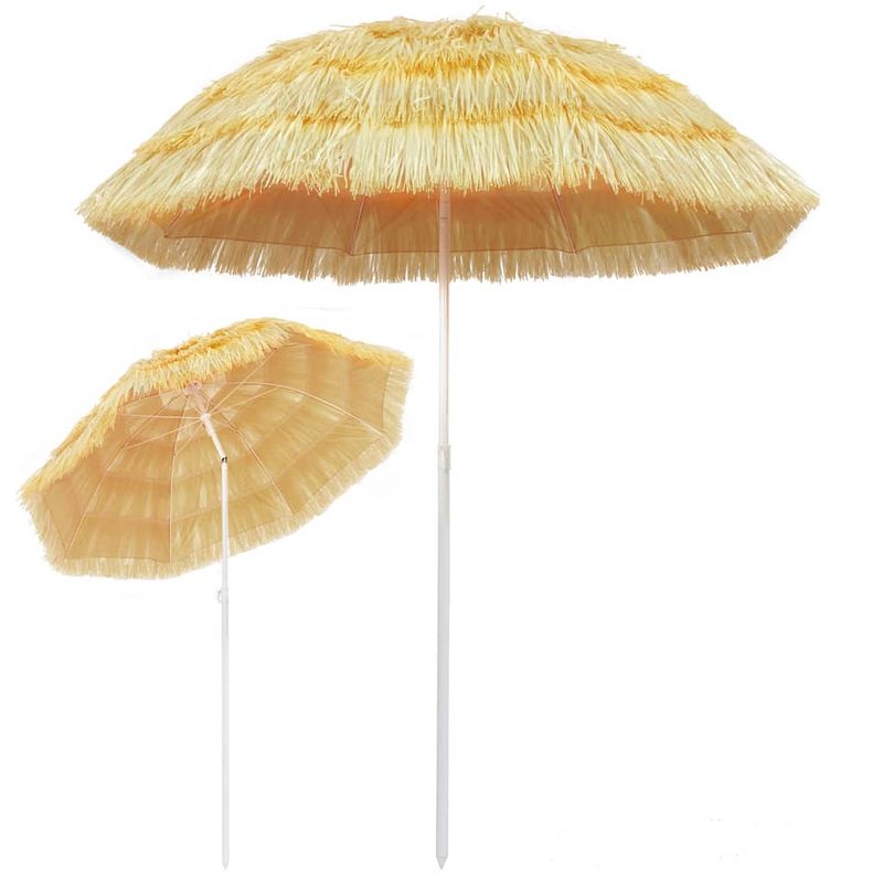 Foto van The living store parasol hawaï - 160 cm - naturel - weer- en uv-bestendig