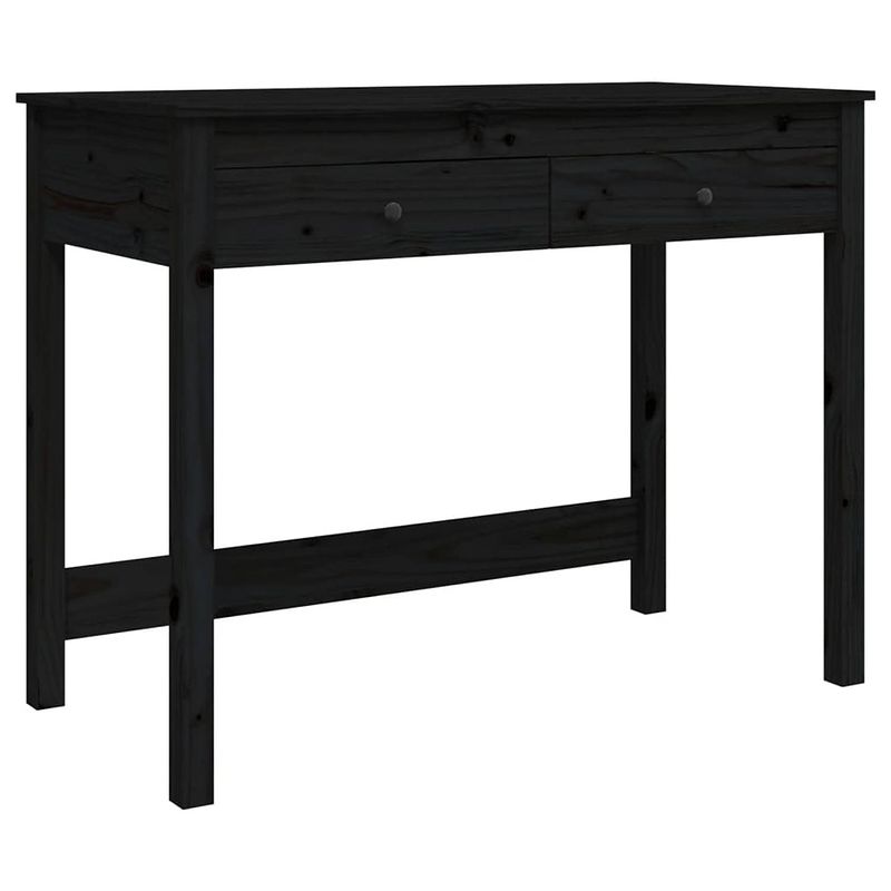 Foto van The living store bureau grenenhouten bureau - 100 x 50 x 78 cm - zwart