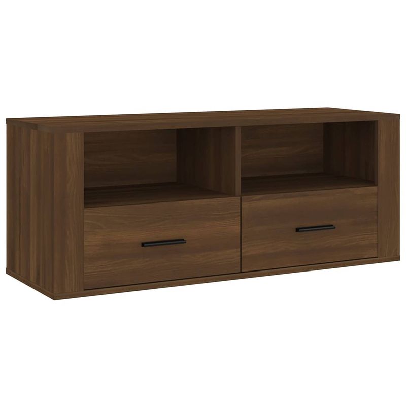 Foto van The living store tv-kast - bruineiken - 100x35x40 cm - sterk materiaal en voldoende opbergruimte