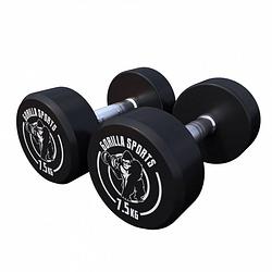 Foto van Gorilla sports dumbellset - halterset - 2 x 7,5 kg - gietijzer (rubber coating) - met logo