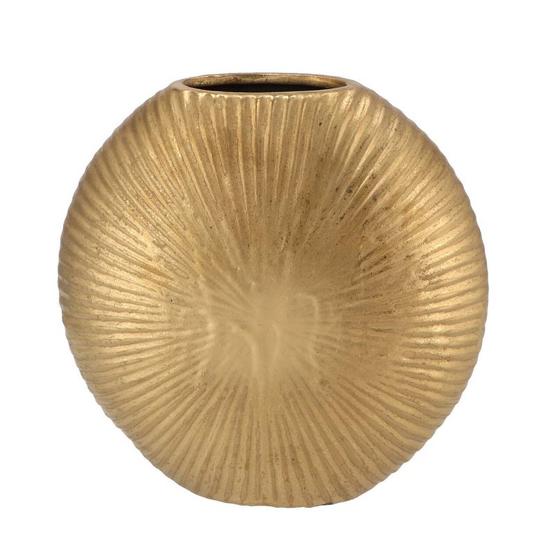 Foto van Dk design bloemenvaas nordic design model plat - goud - 23 x 7 cm - moderne vaas - vazen