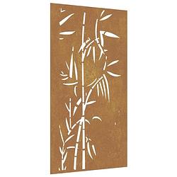 Foto van Vidaxl wanddecoratie tuin bamboe-ontwerp 105x55 cm cortenstaal