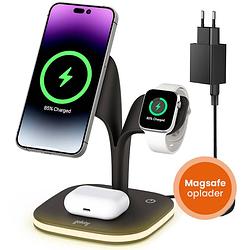 Foto van Goliving draadloos 5-in-1 oplaadstation - qi draadloze oplader - inclusief usb output - 15w snellader - zwart