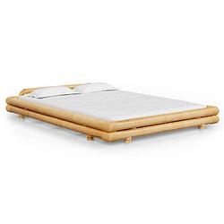 Foto van The living store bedframe - bamboe/rattan - 220 x 160 x 36.5 cm - rustieke stijl