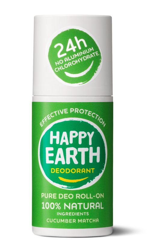 Foto van Happy earth 100% natuurlijke deo roll-on cucumber matcha