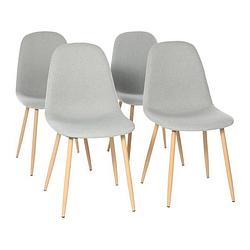 Foto van Set van 4 stoelen in grijze stof - l 45 x d 53 x h 85 cm - clody