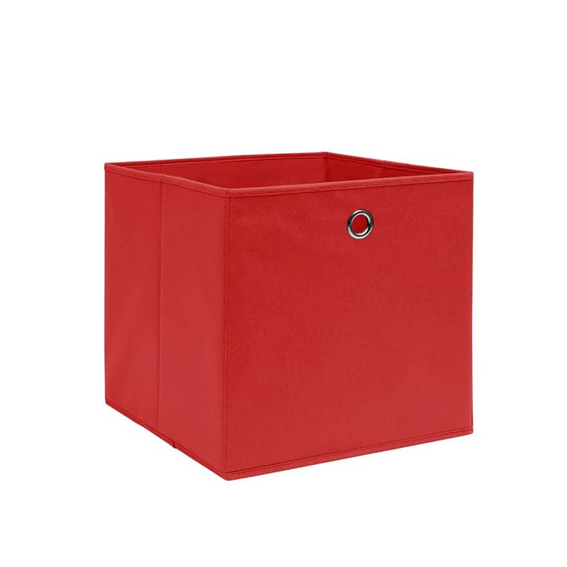 Foto van The living store opvouwbare opbergboxen - nonwoven stof - 28 x 28 x 28 cm - rood