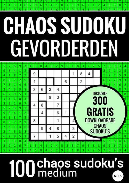 Foto van Sudoku medium: chaos sudoku - nr. 5 - puzzelboek met 100 medium puzzels voor volwassenen en ouderen - sudoku puzzelboeken - paperback (9789464654837)