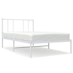 Foto van Vidaxl bedframe met hoofdbord metaal wit 90x190 cm