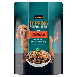 Foto van Jumbo topping voor op droge brokken met kalkoen en wortel, erwten, cranberry 85g